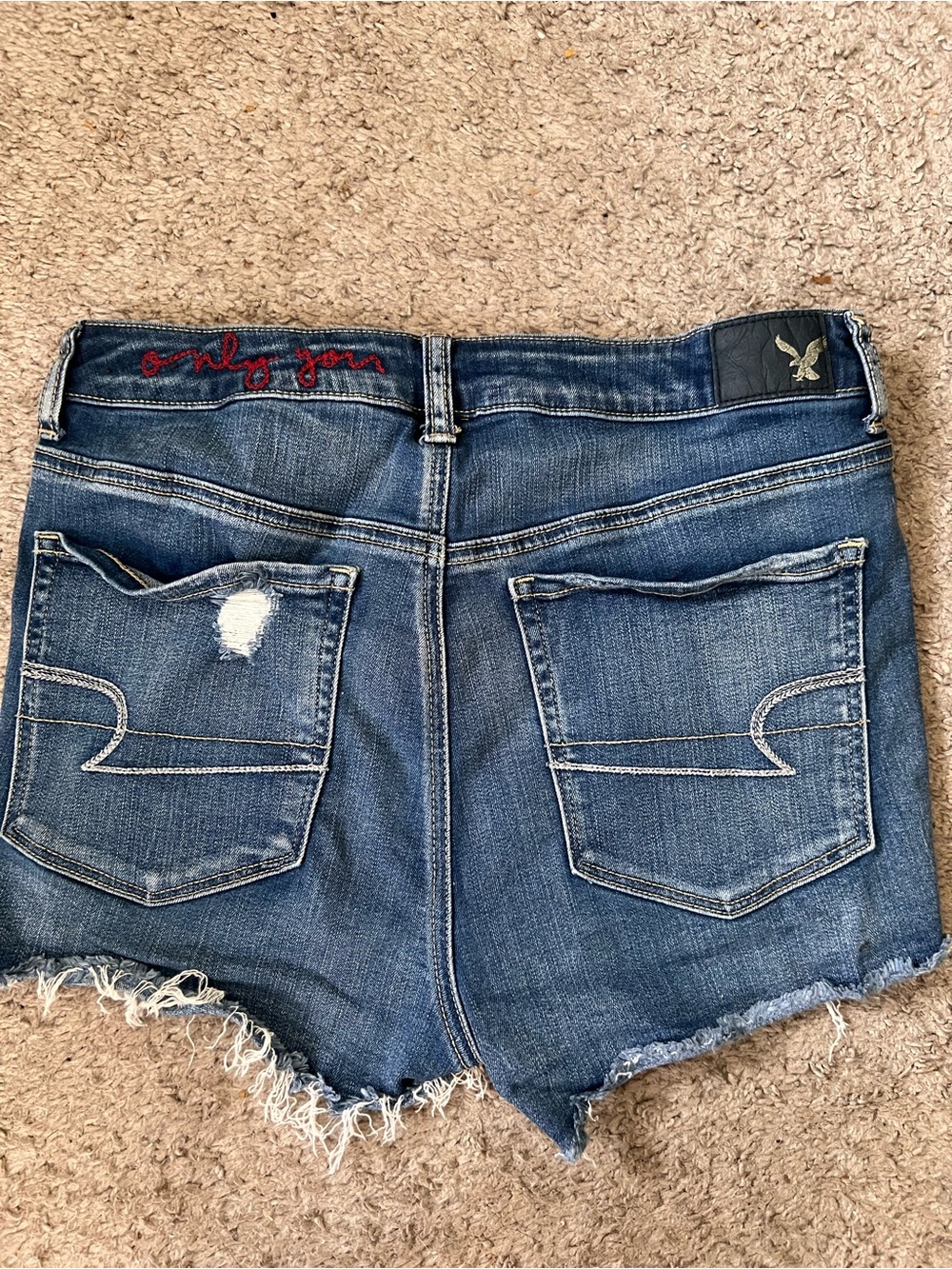American Eagle Outfitters Super Hi-rise Shortie Distressed Denim Cutoff Shorts - Picture 7 of 8